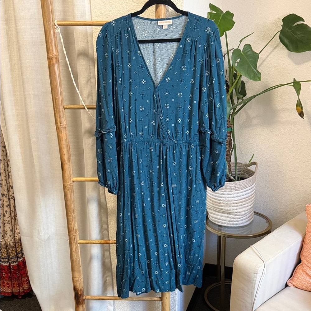 Knox Rose Teal Midi Dress with Floral Design